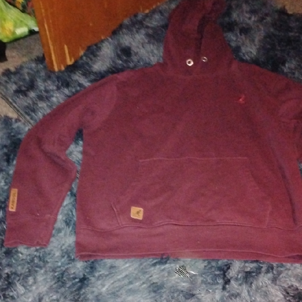 Kangol Maroon Hoodie for Men Vintage XL Streetwear No Hood Drawstring